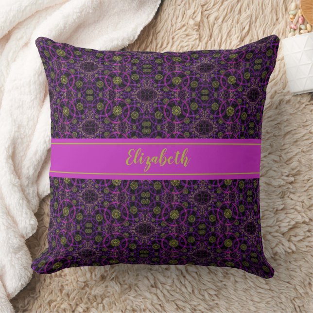 Cojín Decorativo Monogramado de patrón morado divertido (Manta)