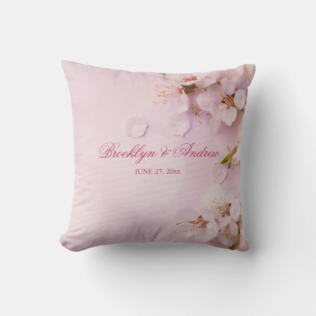 Cojín Decorativo Monogramed Cherry Blossom Elegant Wedding Pillows (Anverso)