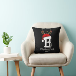 Cojín Decorativo Monogramed Family Name Santa Claus Navidades