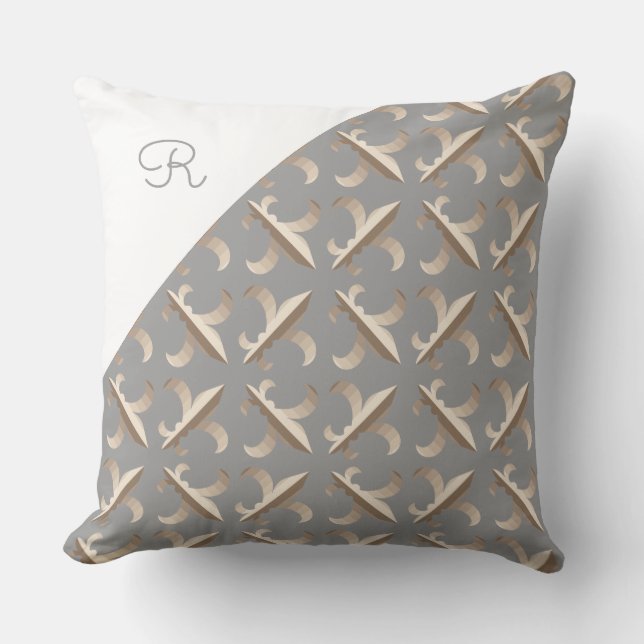 Cojín Decorativo Monogramed Striped fleur de lis (Anverso)