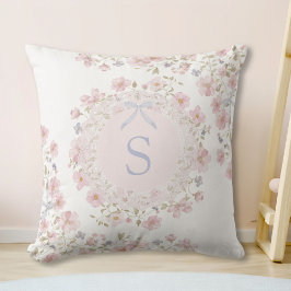 Cojín Decorativo Monogrammed Pink Flowers and Lace Floral