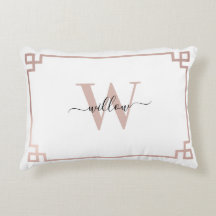 Monogramo de la llave griega rosa blanca y Rosa de