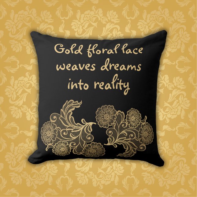 Cojín Decorativo Monogramo Dorado Floral Lace | (Subido por el creador)