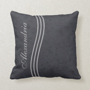 Cojín Decorativo Monogramo rayado de carbón vegetal