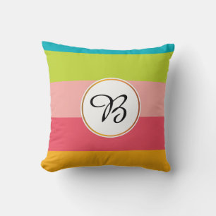 Cojín Decorativo monogramo y rayas estampadas