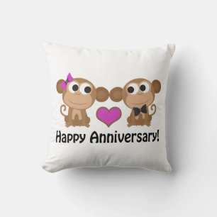 Cojín Decorativo Monos de aniversario feliz