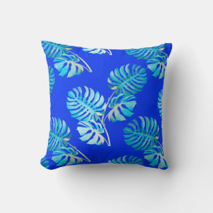 Cojín Decorativo Monstera Brisa Azul Cobalto