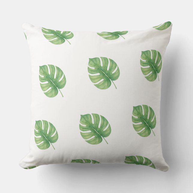 Cojín Decorativo Monstera Leaf Green Design.  (Anverso)