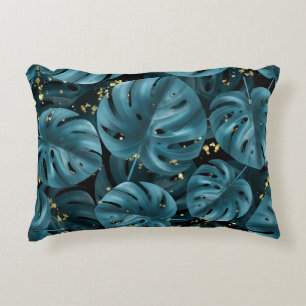Cojín Decorativo Monstera Palm, Golden Splash Seamless.