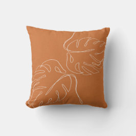 Cojín Decorativo Monstera Palma Abstracta Terracota Marrón