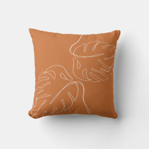 Cojín Decorativo Monstera Palma Abstracta Terracota Marrón