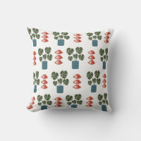Monstera Planta y Triángulos Rojos Pillow