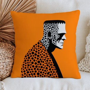 Cojín Decorativo Monstruo de Frankenstein de lunares naranja Hallow
