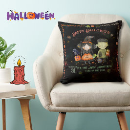 Cojín Decorativo Monstruo de Halloween y bruja