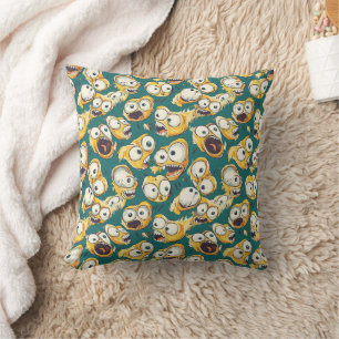 Cojín Decorativo Monstruo Loco Amarillo Teal Halloween