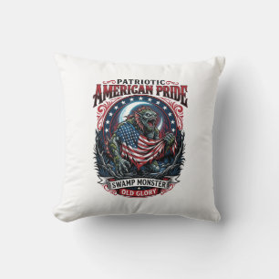 Cojín Decorativo Monstruo Patriótico del Pantano Horror Old Glory M