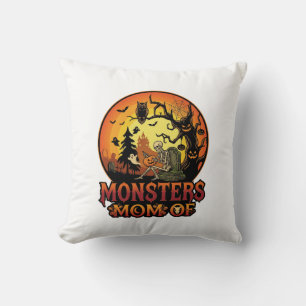 Cojín Decorativo Monstruos Mamá Halloween Esqueleto Calabaza Búho E