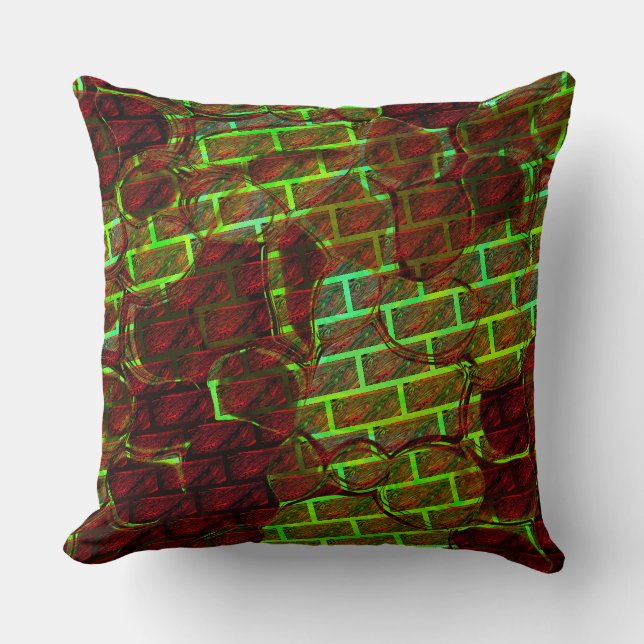 Cojín Decorativo Montaje de imágenes diferentes, ladrillo, rojo, ve (Anverso)