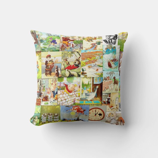 Cojín Decorativo Montaje de las poesías infantiles de los niños del (Anverso)