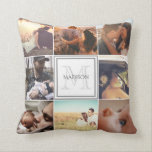 Cojín Decorativo Montaje fotográfico personalizado<br><div class="desc">Mosaico fotográfico y monograma personalizados</div>