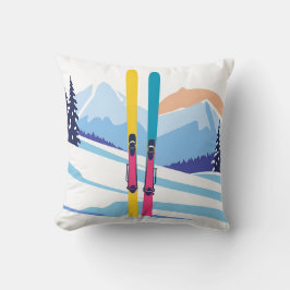 Cojín Decorativo Montaña de esquí de invierno