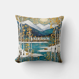 Cojín Decorativo Montaña de invierno azul moderna