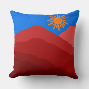Cojín Decorativo montaña roja abstracta retro moderno boho de media