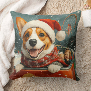 Cojín Decorativo Montaña Rusa De Perro Basenji Navidad