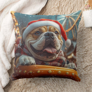 Cojín Decorativo Montaña Rusa De Perro Bullmastiff Navidad 