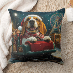Cojín Decorativo Montaña Rusa Perro Basset Hound Navidad