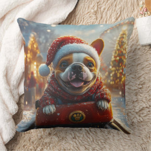 Cojín Decorativo Montaña Rusa Perro Bull Terrier Navidad