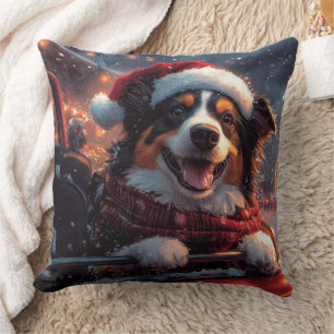 Cojín Decorativo Montaña Rusa Perro Kelpie Australiano Navidad