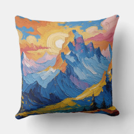 Cojín Decorativo Montañas al amanecer con resplandor