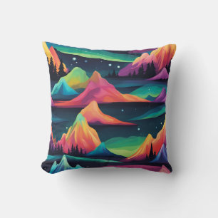 Cojín Decorativo Montañas Aurora Borealis y Luces del Norte