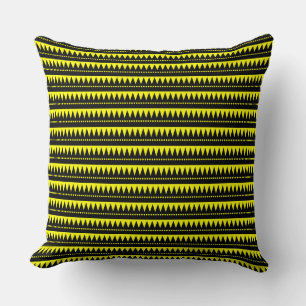 Cojín Decorativo Montañas aztecas - Negro sobre amarillo