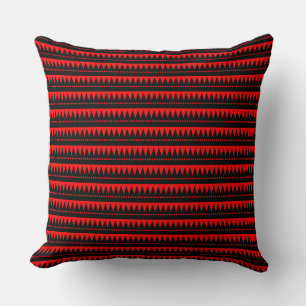 Cojín Decorativo Montañas aztecas - Negro sobre rojo