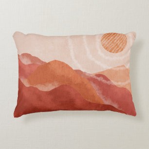 Cojín Decorativo Montañas Boho terracota, poster abstracto.
