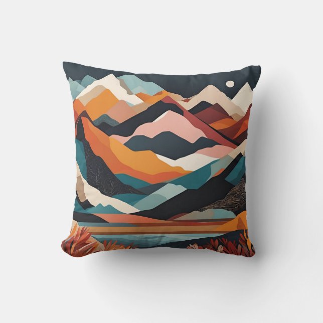 Cojín Decorativo Montañas de arte moderno Lago Moon (Anverso)