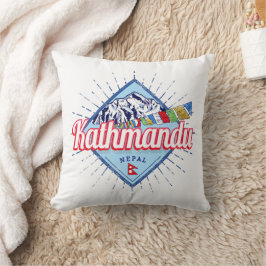 Cojín Decorativo Montañas de Katmandú: recuerdo de las banderas ret