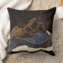 Cojín Decorativo Montañas de mármol abstractas bajo cielo estrellad