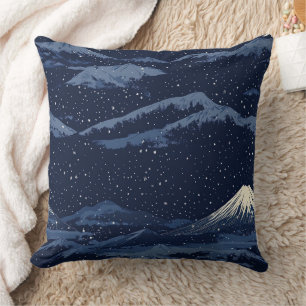 Cojín Decorativo Montañas de nieve azules a la luz de la luna Patró