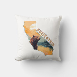 Cojín Decorativo Montañas de Oso de Contorno de California
