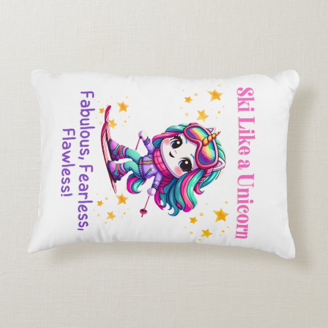 Cojín Decorativo Montañas mágicas de deportes de invierno de esquí  (Reverso)