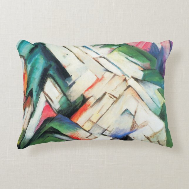 Cojín Decorativo Montañas (Paisaje) de Franz Marc, Arte de época (Anverso)
