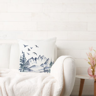 Cojín Decorativo Montañas rocosas del noroeste del Pacífico y cierv