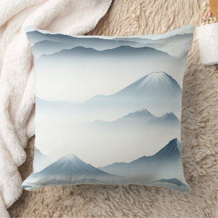 Cojín Decorativo Montañas Tranquilas Nieve Azul Blanco Escena
