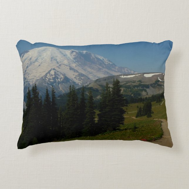 Cojín Decorativo Monte Rainier desde el sendero Sourdough Ridge (Anverso)