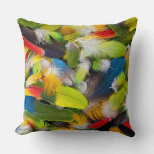 Cojín Decorativo Montón de plumas coloridas