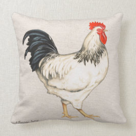 Cojín Decorativo Montura de algodón con gallo blanco y negro