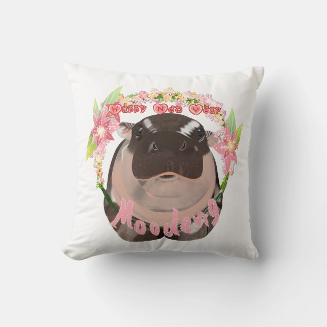 Cojín Decorativo Moo Deng Hippo Pillows (Anverso)